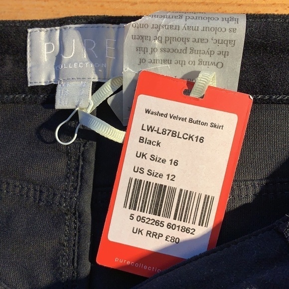 NWT Pure Collection Washed Velvet Button Skirt 12 - Picture 4 of 8